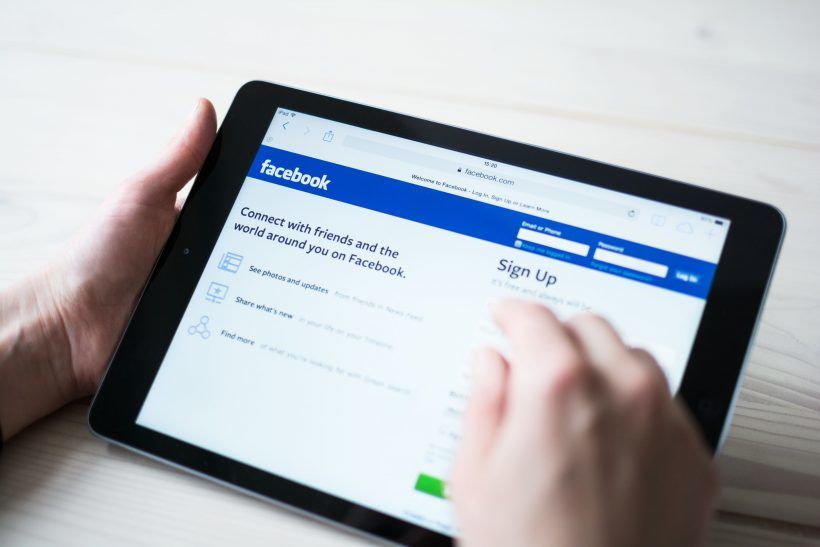 facebook login page