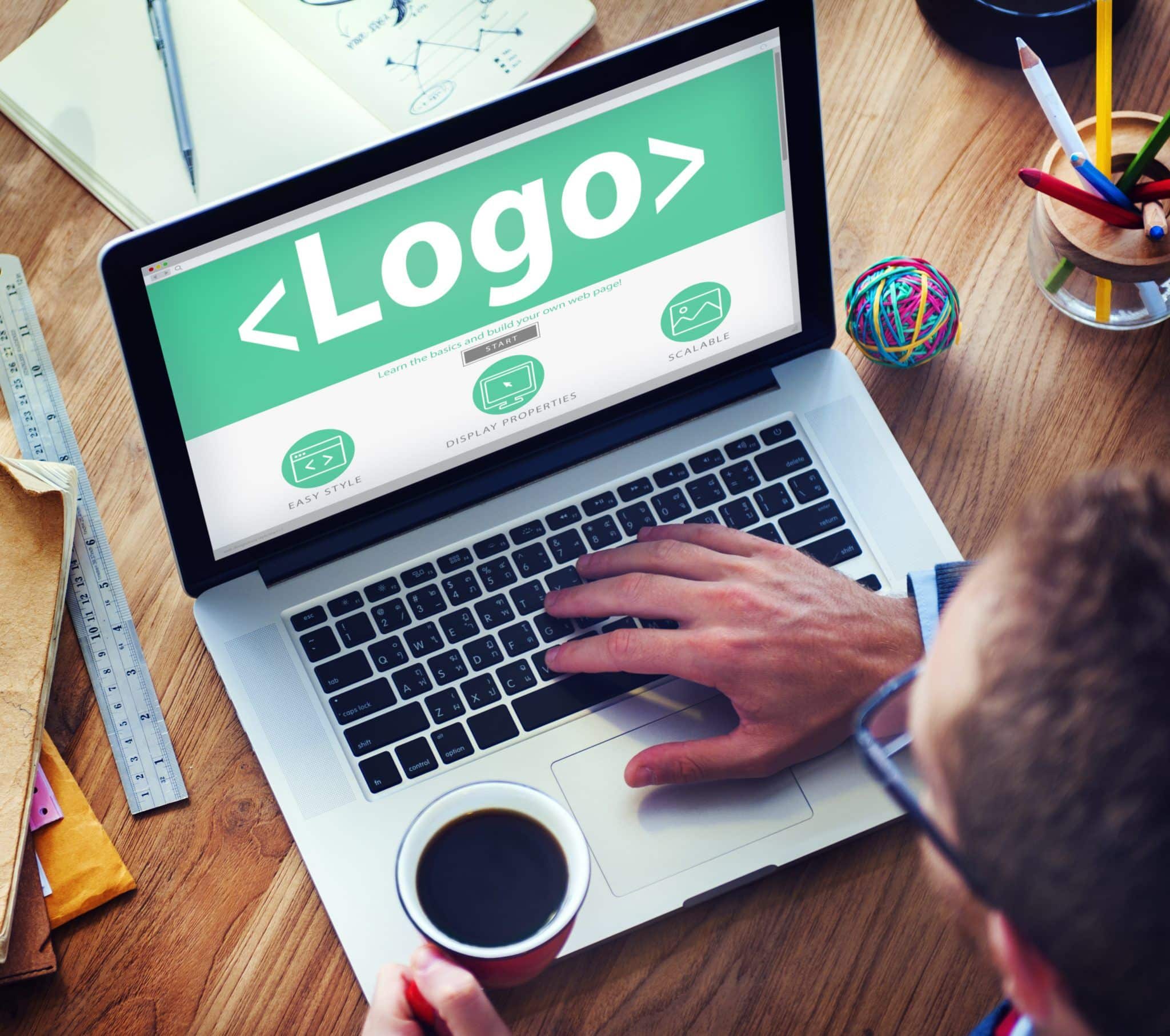 man designing website