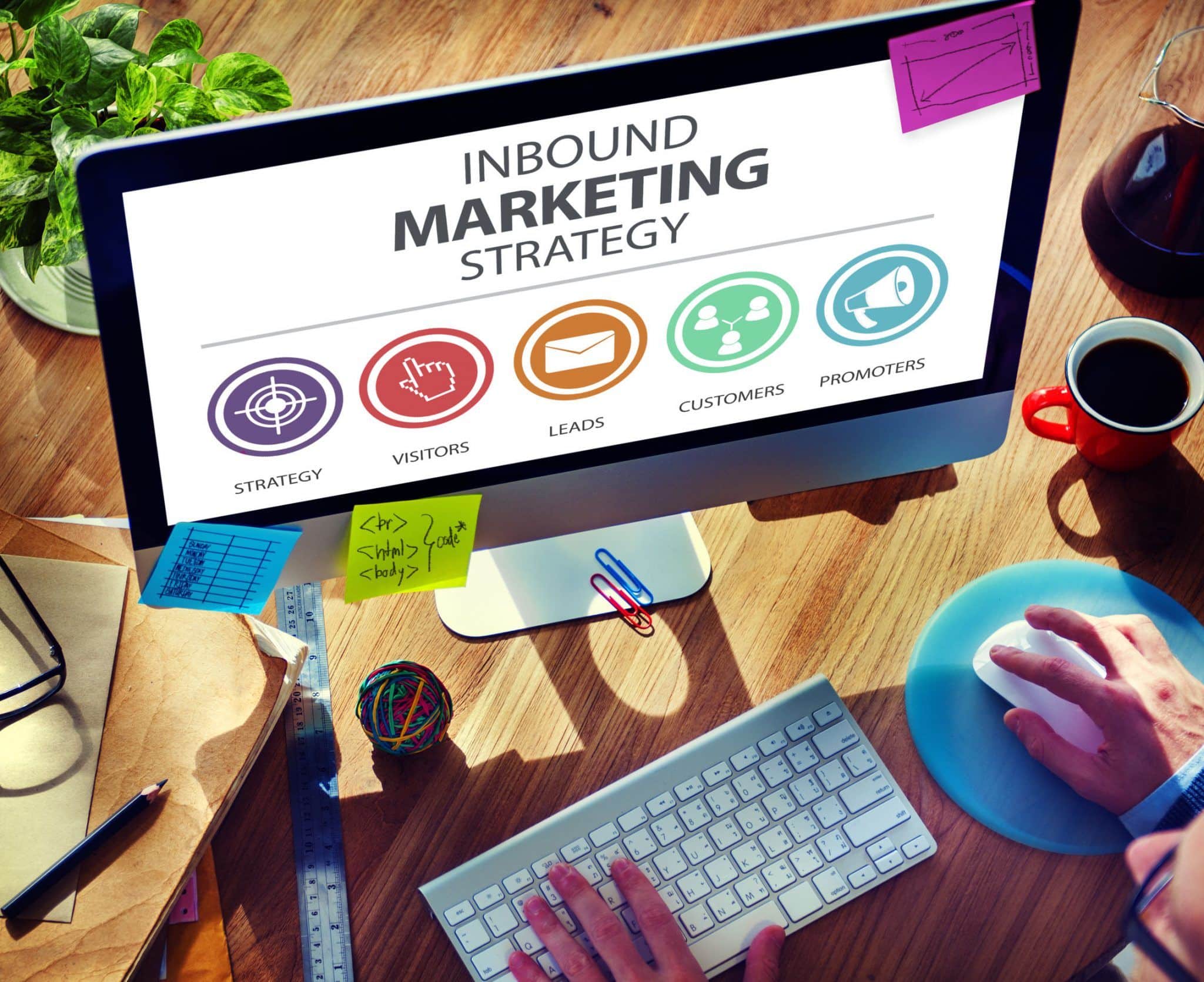person creating an inbound marketing strategy on cumputer