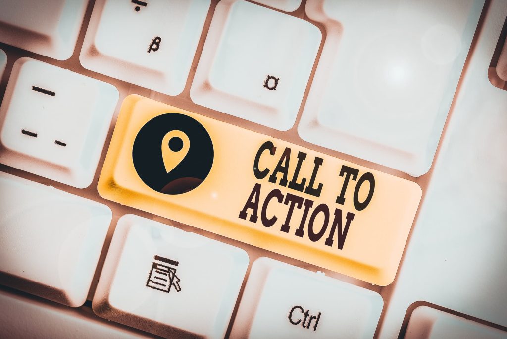 a call-to-action (CTA) button on a keyboard