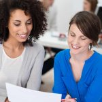 two businesswomen having a conversation