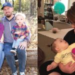 Melissa Larimer and Abria Allen with their families.