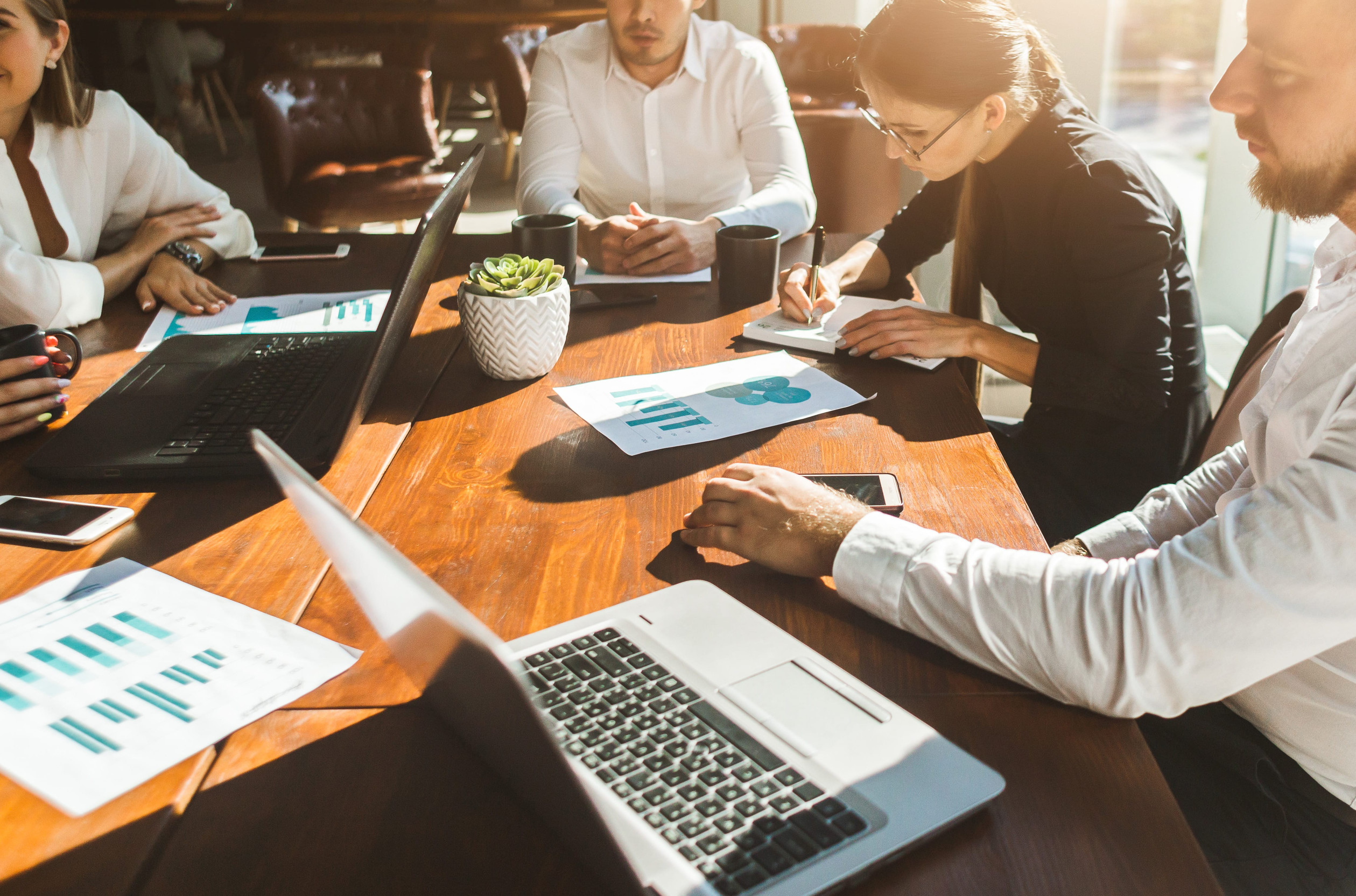 Small business leaders working on a marketing strategy for service businesses